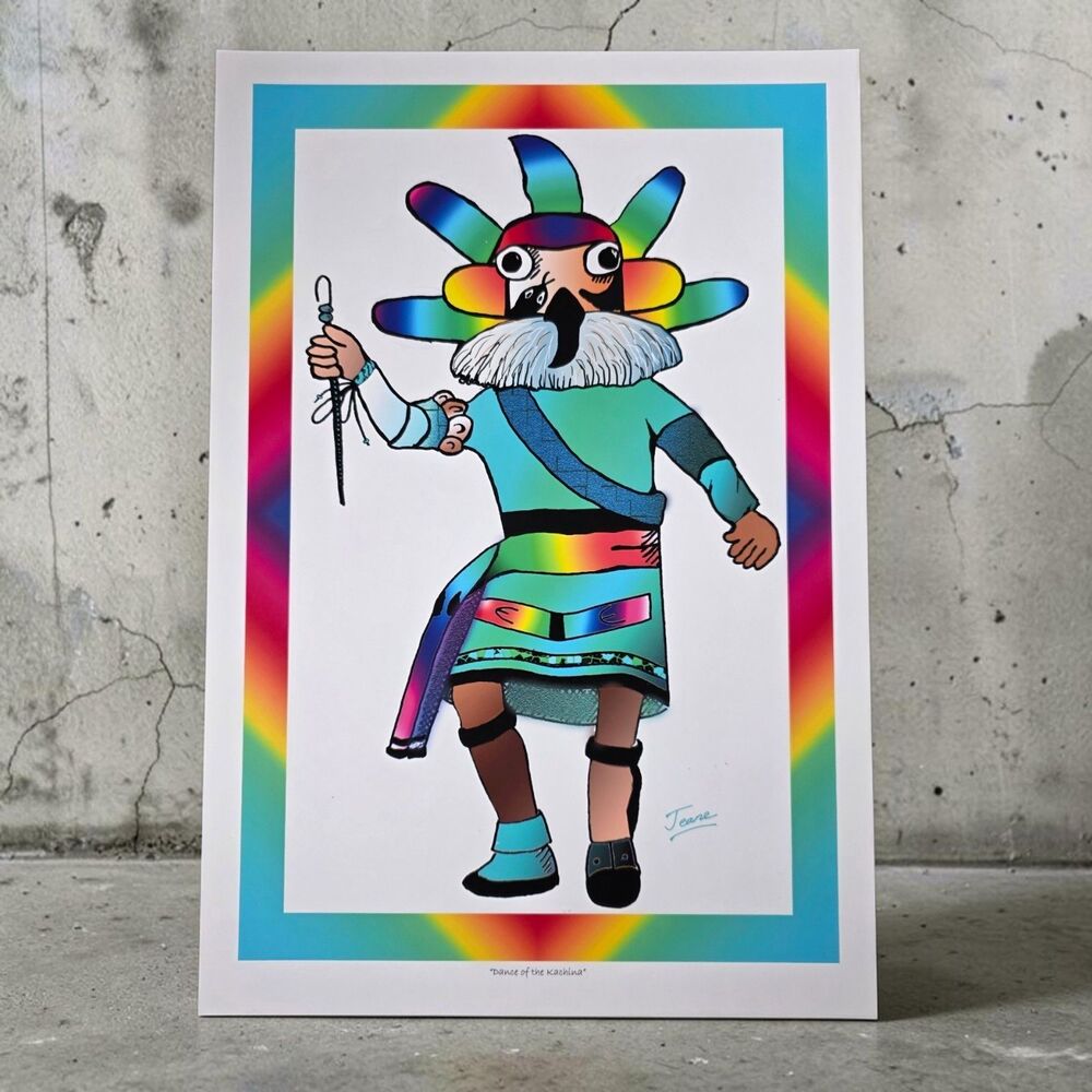 Shirley Jeane Dance of the Kachina Signed Watercolor Print Southwest Hopi Art